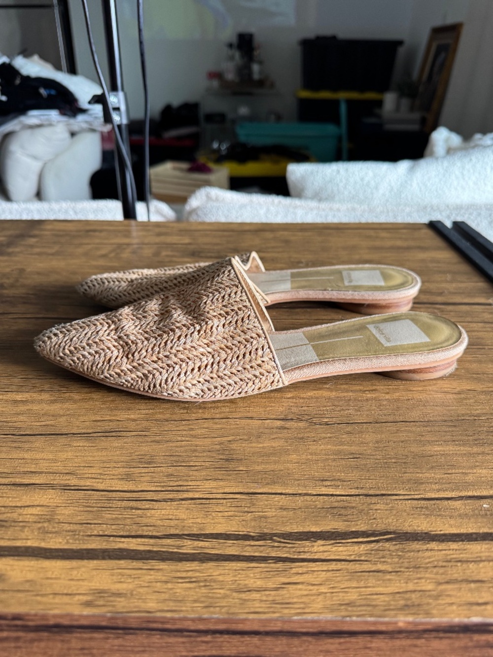 Dolce Vita Woven Open Back Slip On Mule Flats